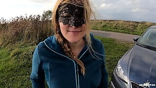 amateur girl strokes and tit fucks dick in the car by faketaxi