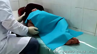black chubby manuela gyno exam by white old doctor