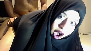 arab in a hijab sucking cock